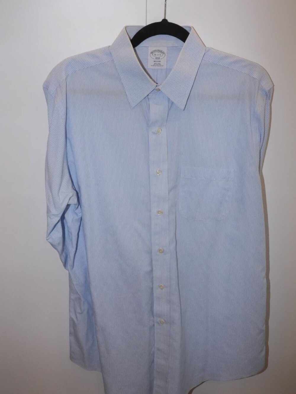 Brooks Brothers Non-Iron Dress Shirt Regent Blue Stripe 16-2/3